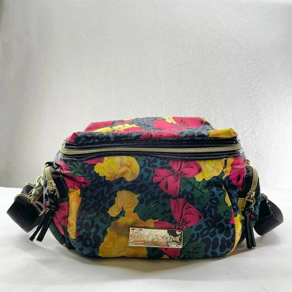 Betsey Johnson Lunch Box Bag Yellow Red Floral Insulated Poccket Zipper - Picture 1 of 12